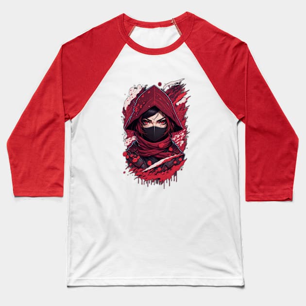 evil ninja girl face Baseball T-Shirt by Rizstor